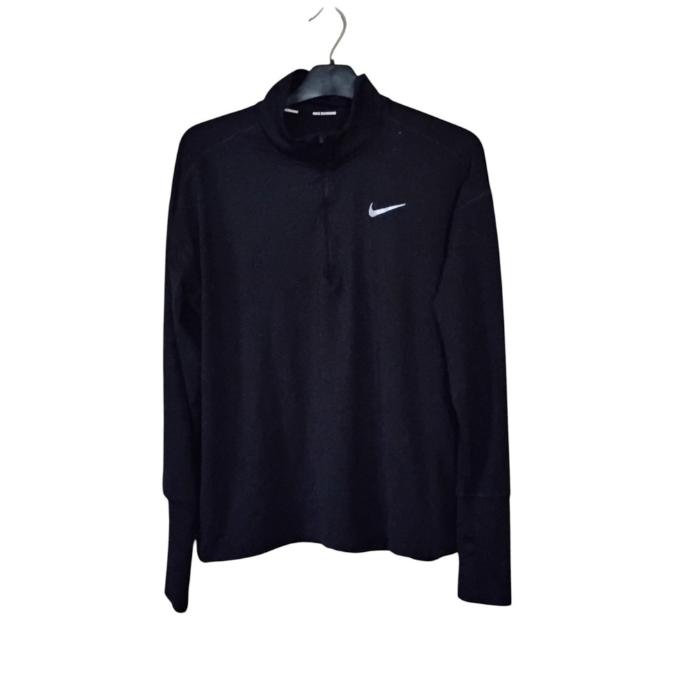 Nike Running Dri-FIT Half Zip Long Sleeve Pullover Black Thumbholes Womens M